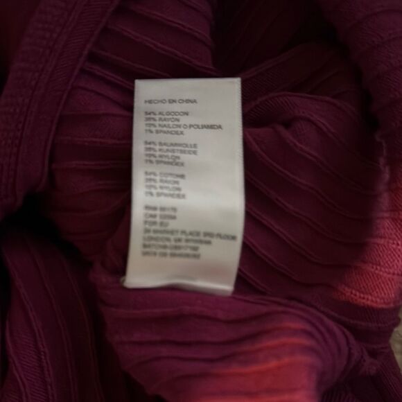 Free People Women's Skyline Raspberry Ribbed Front Slit Midi Skirt Sz L - Picture 9 of 9